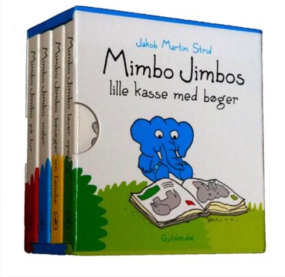 Lille kasse med bøger om Mimbo Jimbo