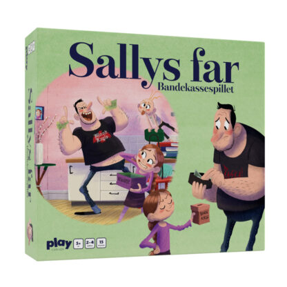 sallys far bandekassespillet, brætspil, familietid, spil, børnebøger, højtlæsningsbøger, sallys far bøger