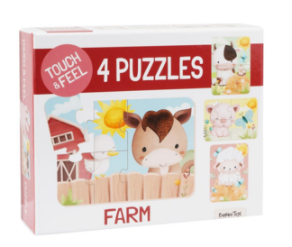 4 Puzzles - Rør & Føl Puslespil - Bondegårdsdyr